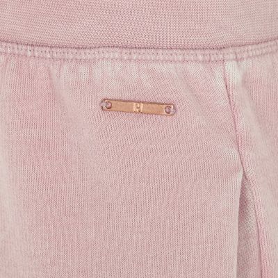 Girls pink washed high rise joggers